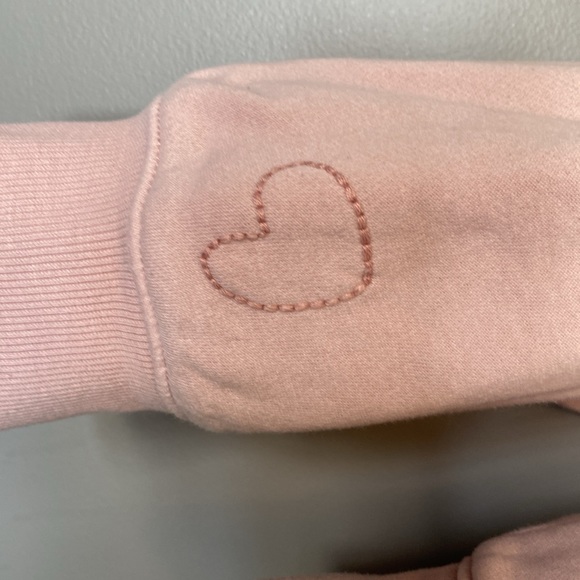 Pale Pink Crewneck with Embroidered Love and Heart - Medium - Picture 3 of 4